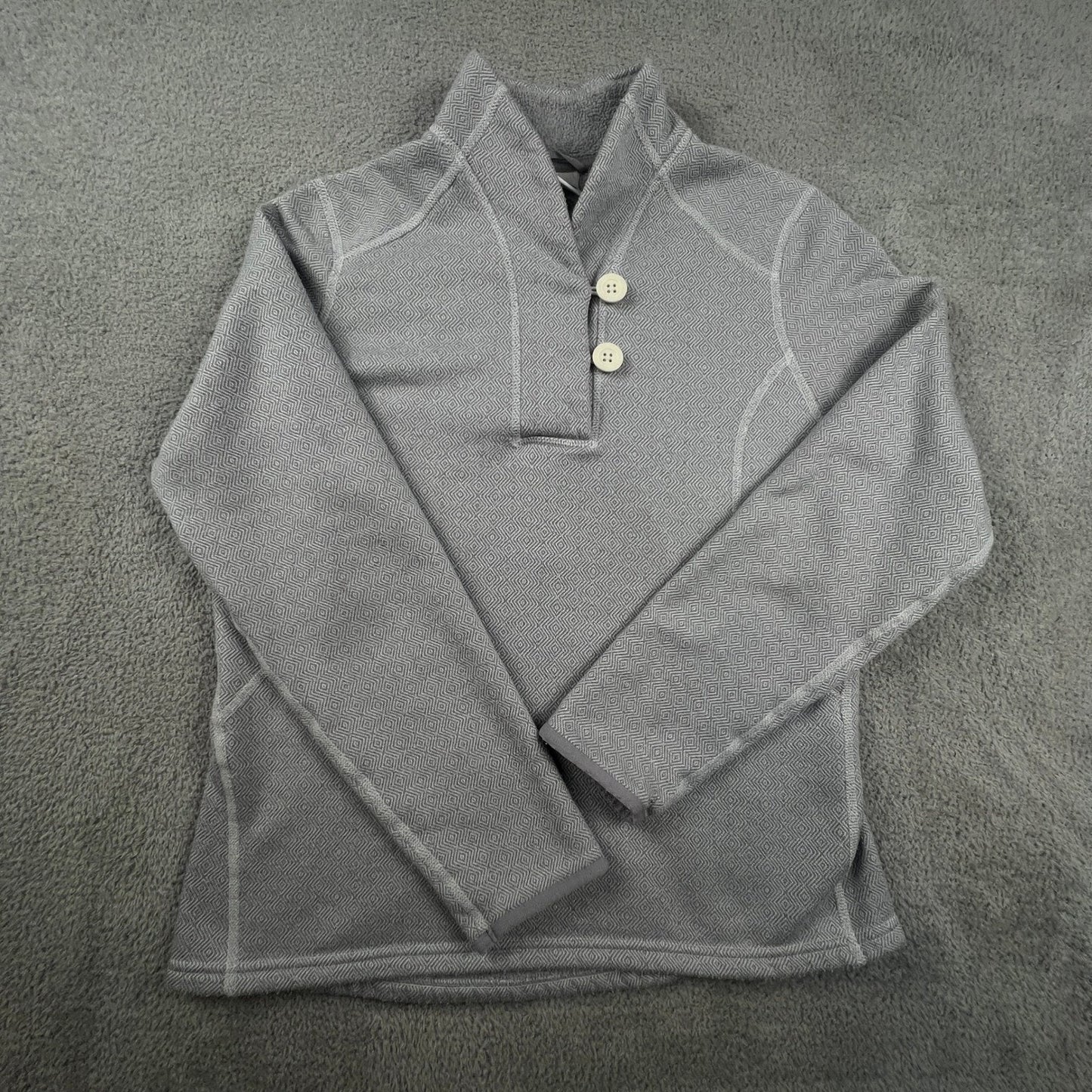 The North Face Pullover Sweater Women's Large Grey Fleece Button