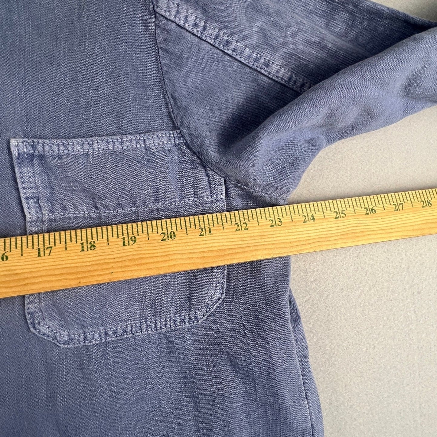 Zara Chore Jacket Womens Medium Blue Cotton Linen Utility Workwear Shacket M