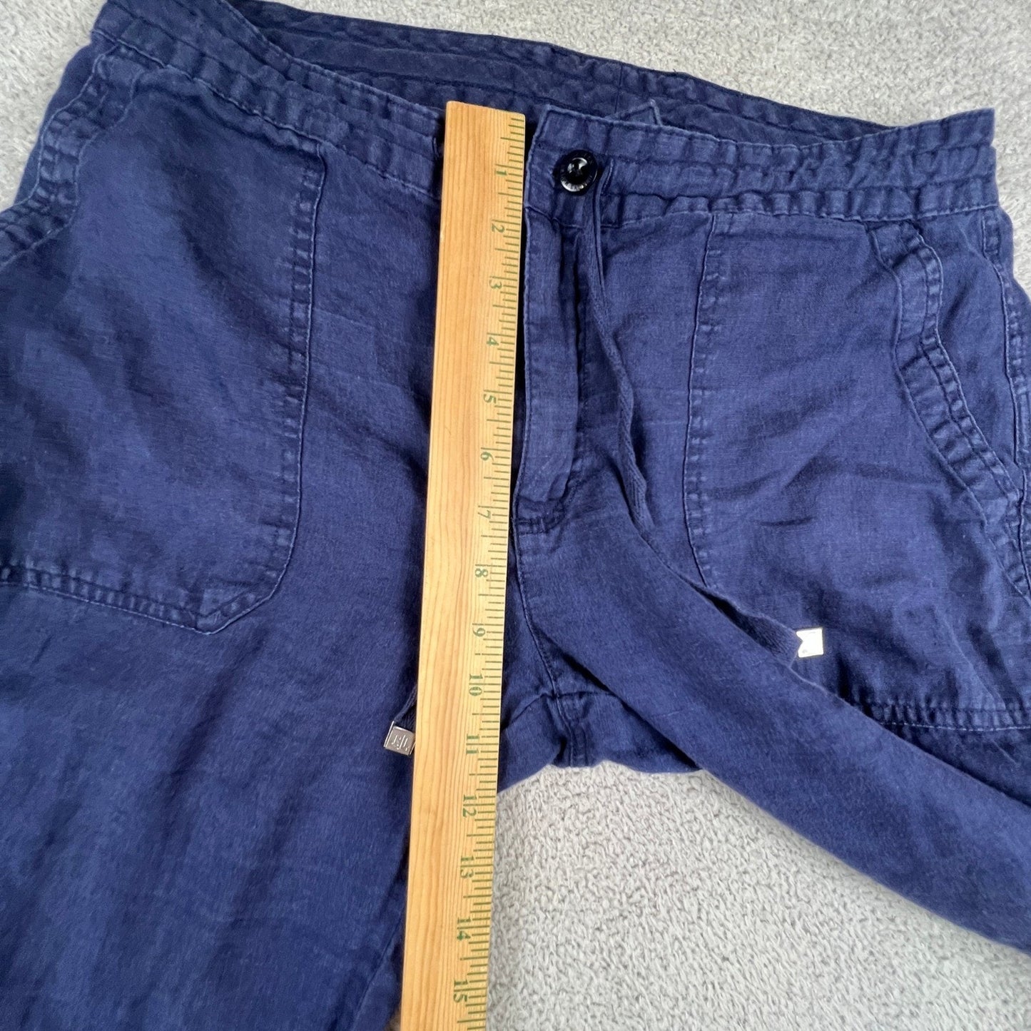 Lauren Ralph Lauren Linen Pants Womens 6 Navy Blue Drawstring Casual Coastal
