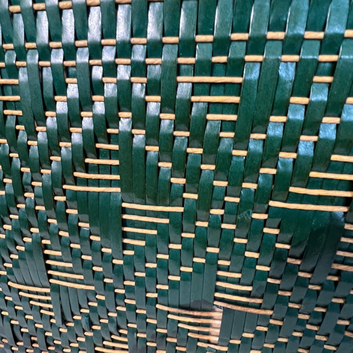 VTG 60s Hawkeye Picnic Basket Green Woven Wood Lid Mid Century Retro Decor