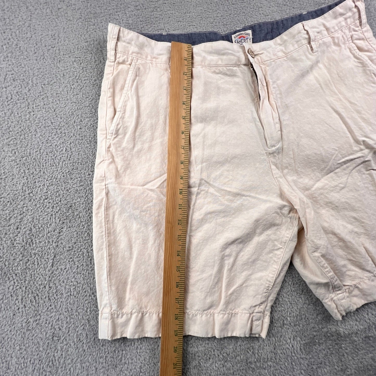 Faherty Shorts Men 38 Beige Linen Blend Casual Summer Beach Coastal Preppy