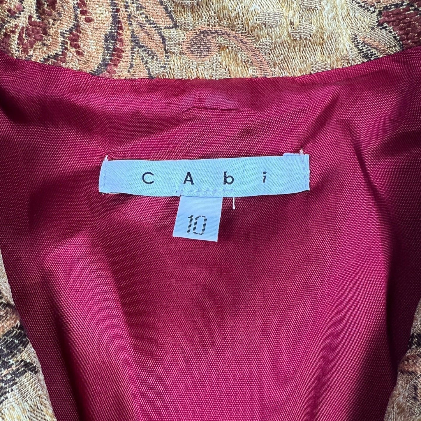 VTG Style Cabi Tapestry Coat Womens 10 Yellow Floral Jacquard Ornate Button