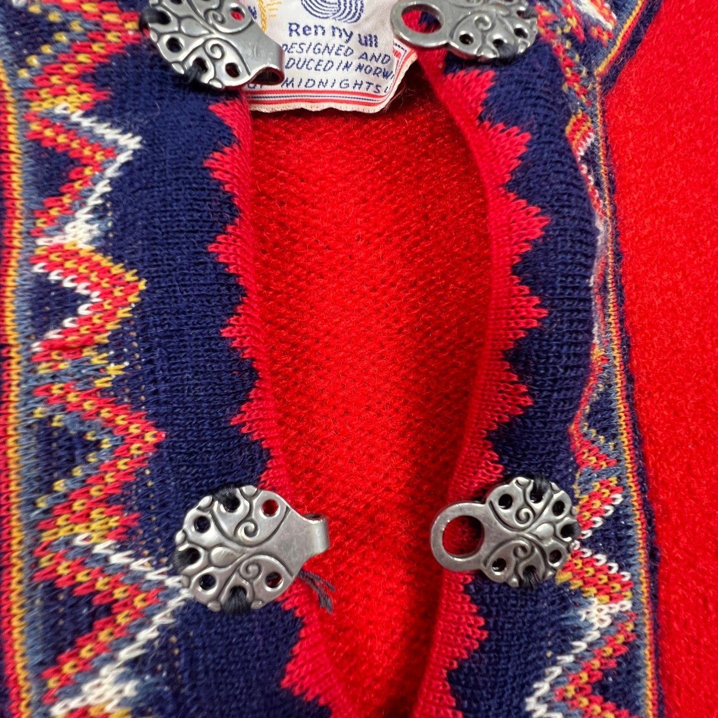 Nordmann Trikotasje Wool Sweater Womens 38 Nordic Clasps Folk Pullover Norway