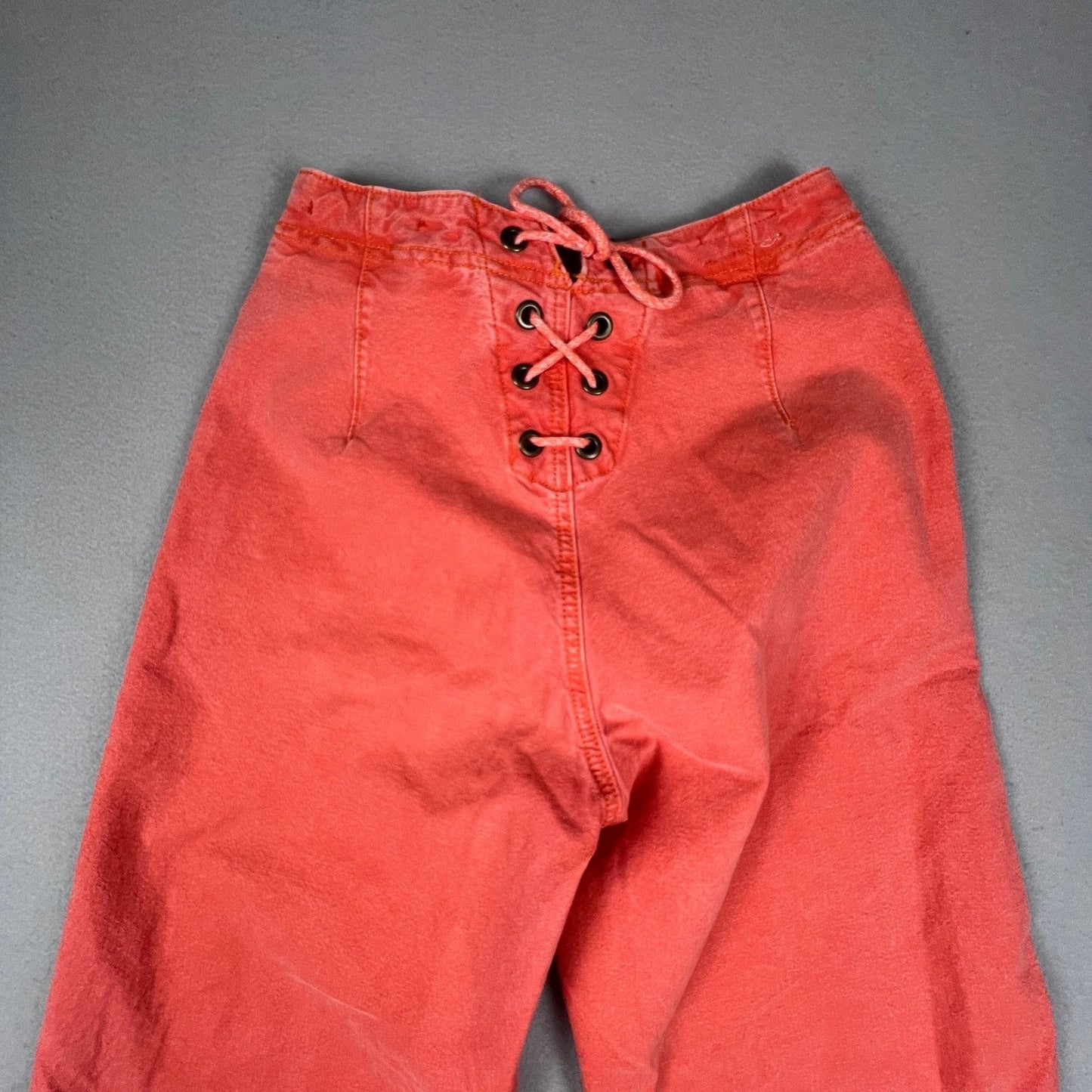 Pilcro Pants Women 27 Coral Wide Leg Button Fly Lace Up Back Boho Anthropologie