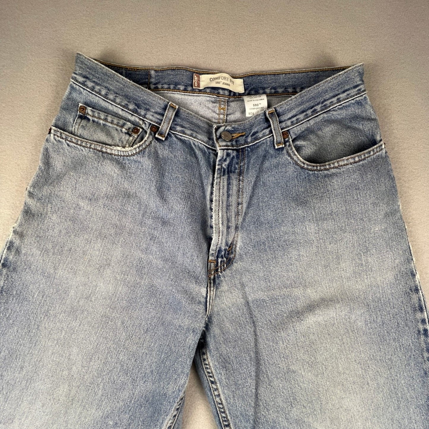 Levi's 560 Comfort Fit Jeans Mens 34x34 Light Wash Relaxed Tapered Denim Vintage