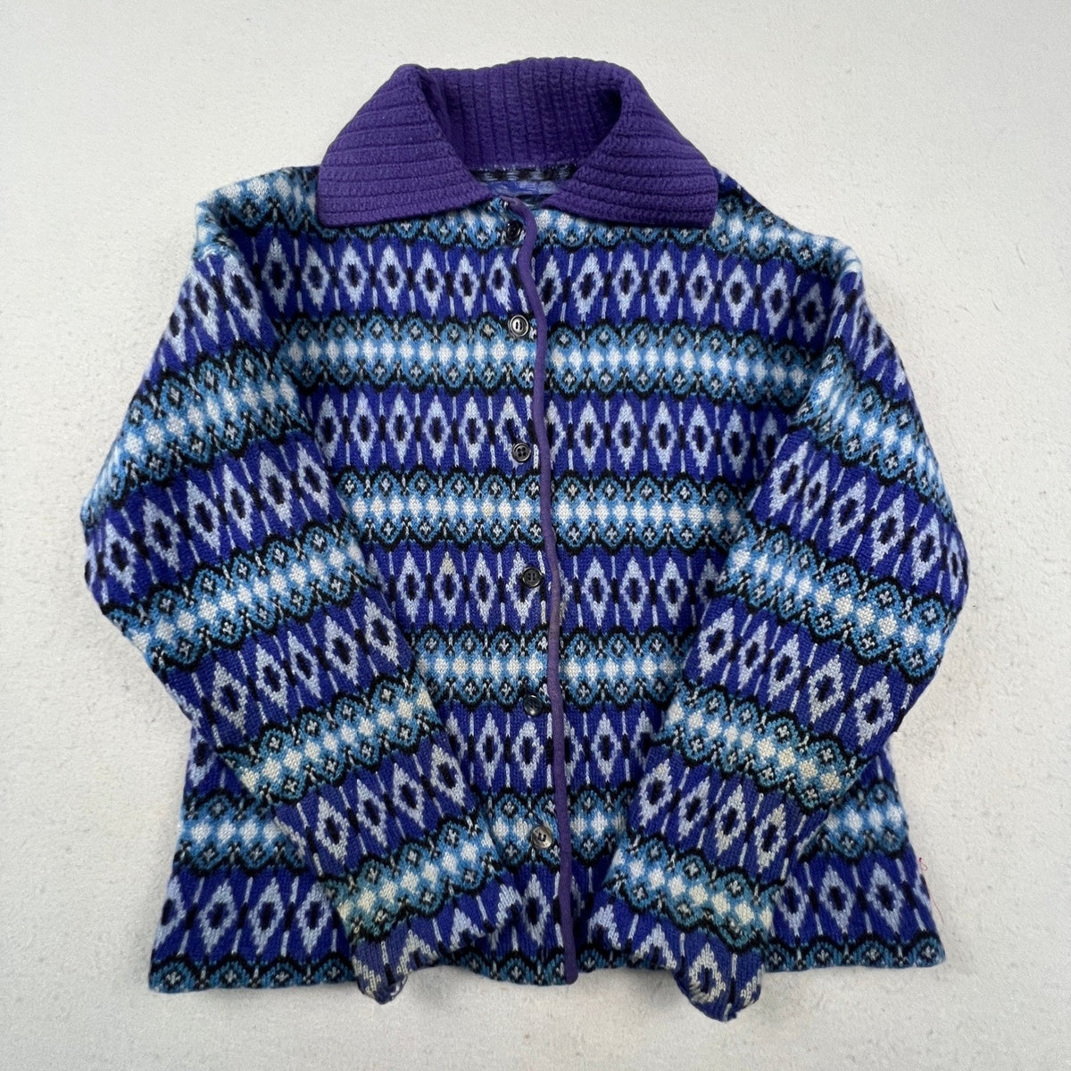 Vintage Iceland Jersey Modeller Cardigan Women 44 Fair Isle Knit Sweden Scando