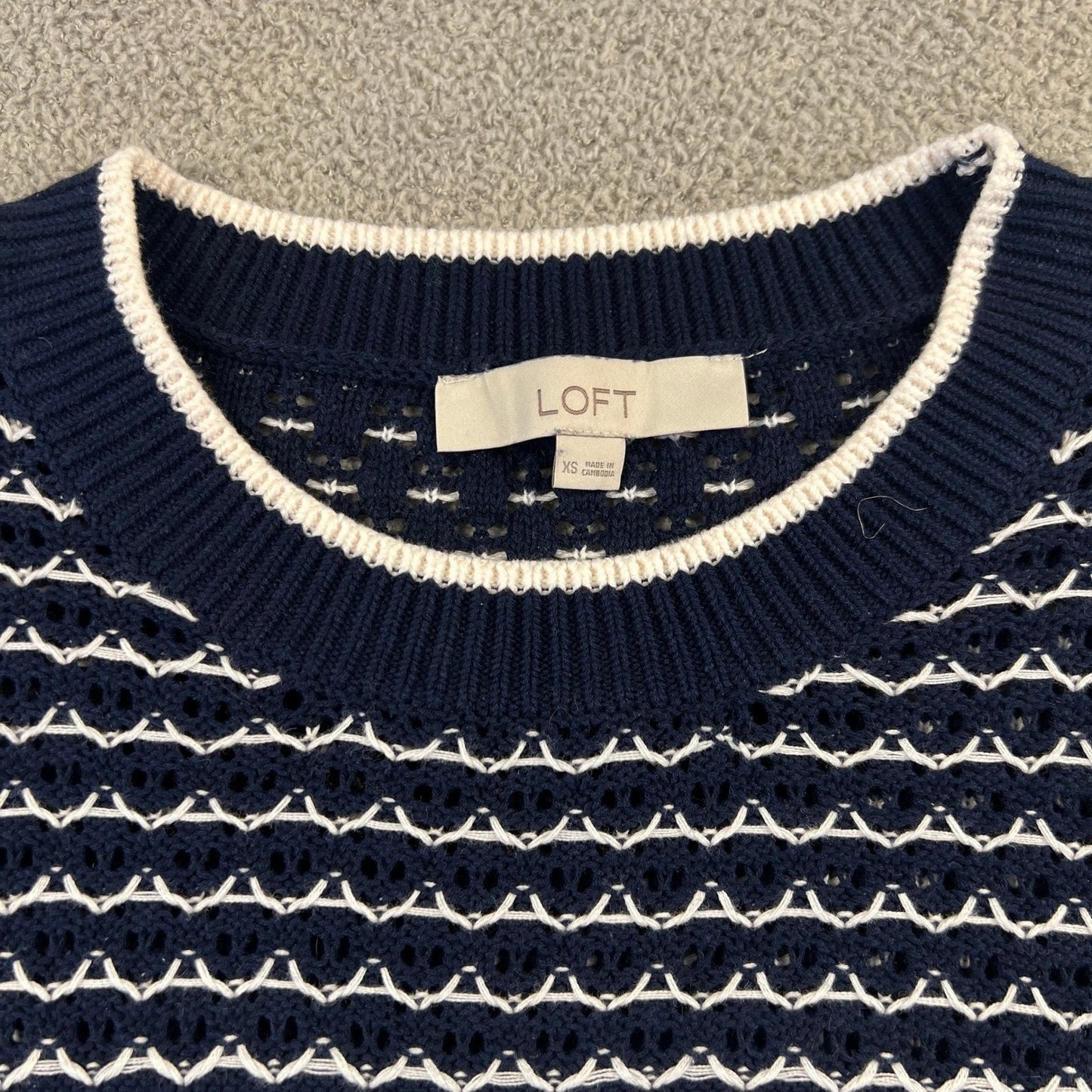Knit Cotton Crewneck Sweater XS Sailor Chic Striped Nautical Costal Preppy