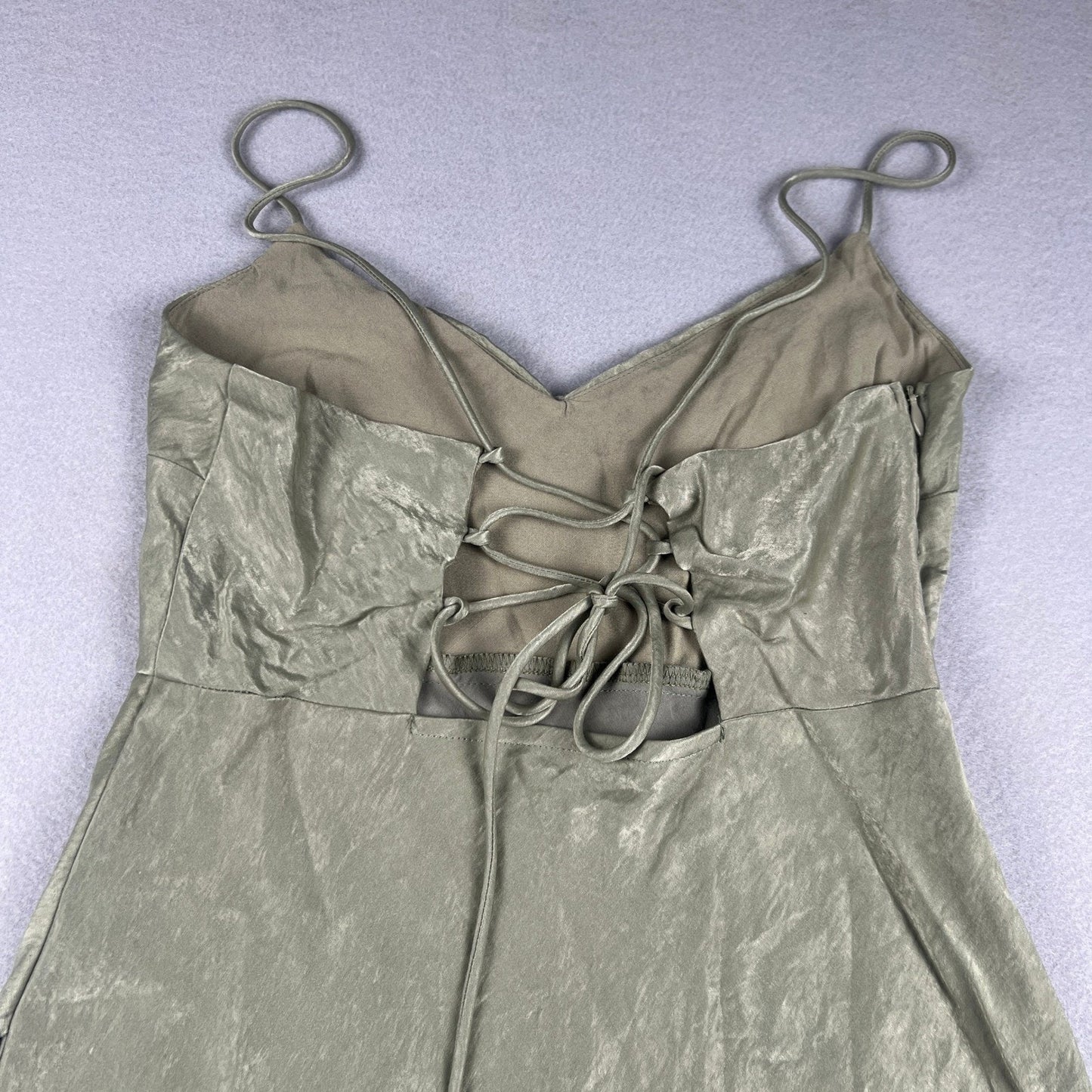 Hello Molly Satin Maxi Dress XS Sage Green Formal Cocktail Wedding Bridal