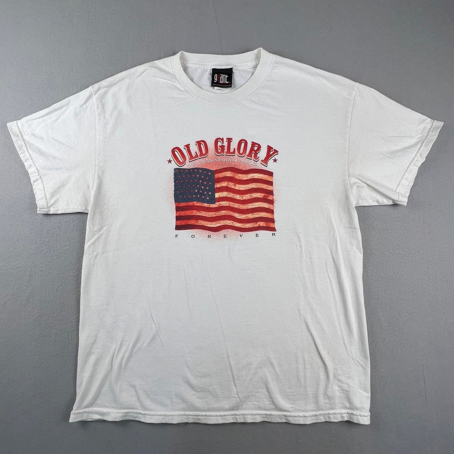 Vintage T-Shirt Mens L Old Glory American Flag USA Made Patriotic Tee July 4th