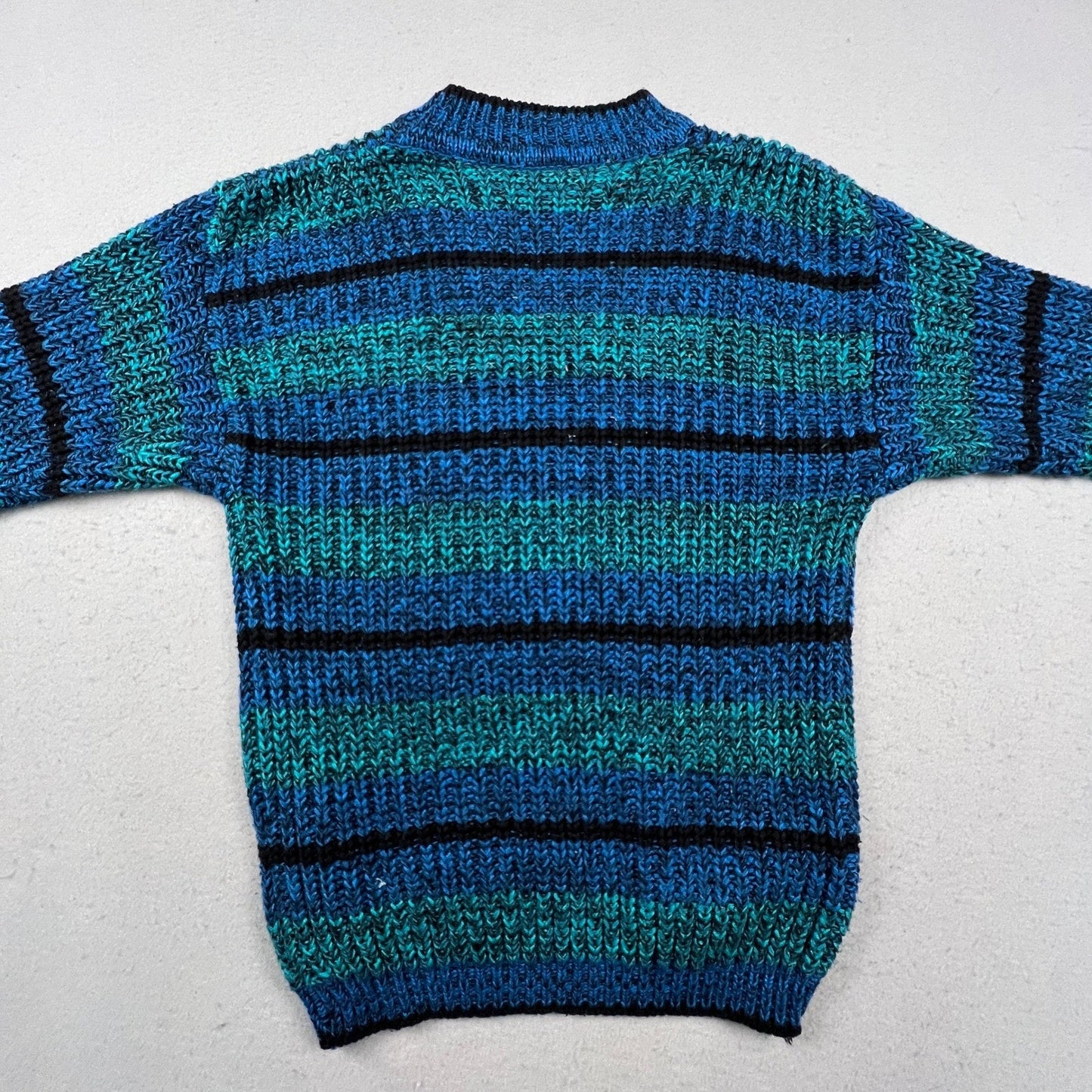 Credentials Striped Sweater Womens Large Blue Teal Black Vintage Knit Retro 90s