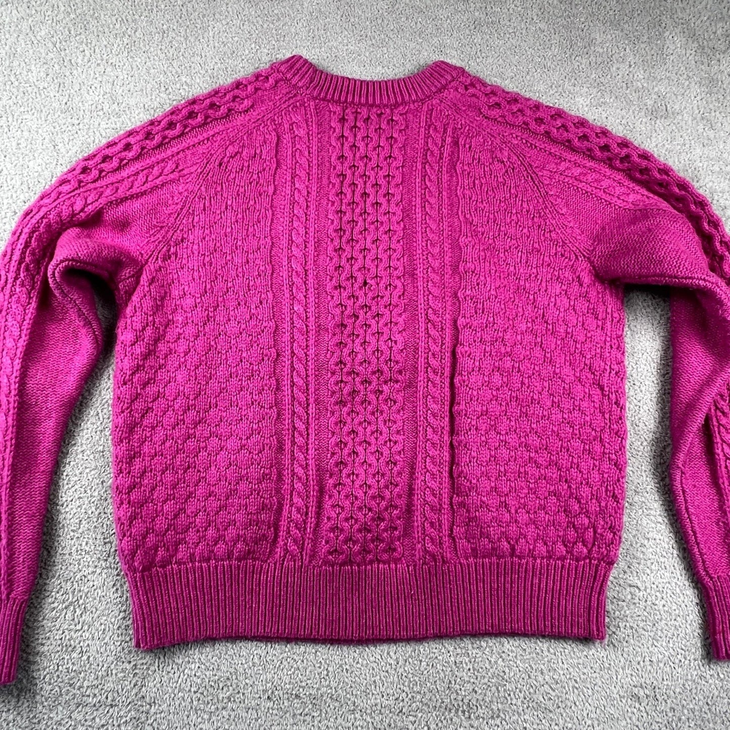J.Crew Pink Cable Knit Sweater Womens Large Preppy Chunky Textured Cozycore