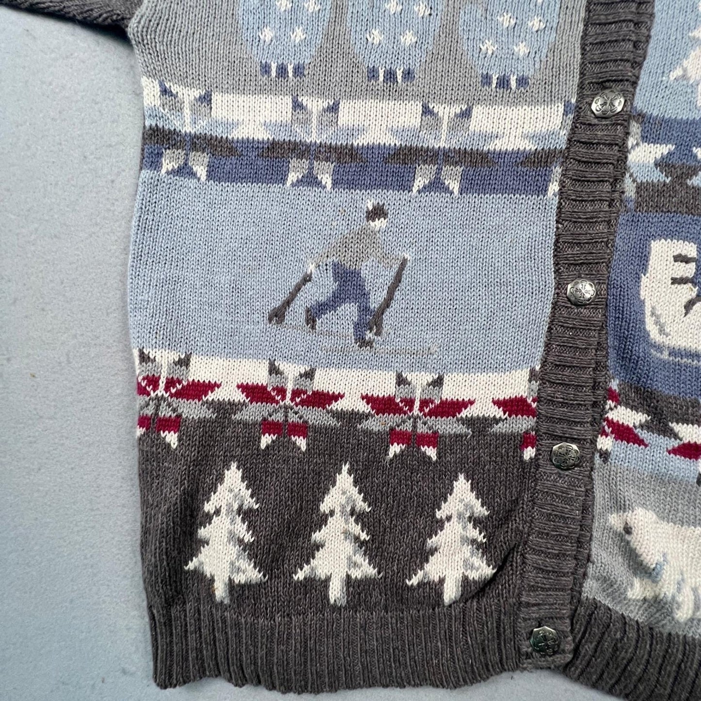 Northern Reflections Cardigan Sweater Womens XL Grey Winter Polar Bear Vintage