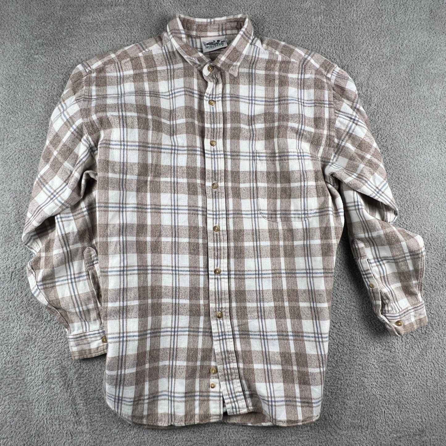VTG Northern Reflections Flannel Shirt Mens L Plaid Cotton Button Up Gorpcore