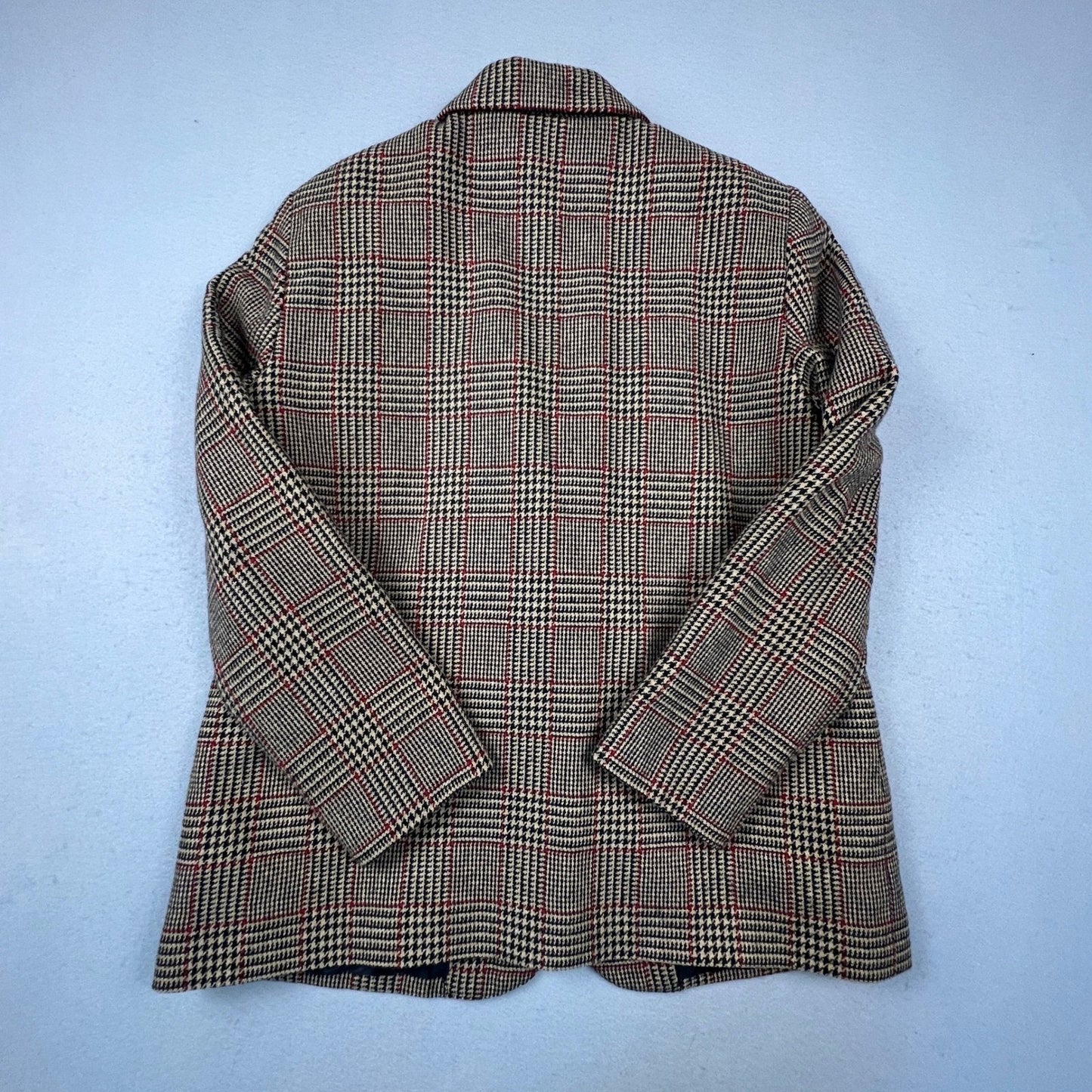 VTG 90s Preppy Dark Academia Blazer Women 14P Glen Plaid Wool Blend Business