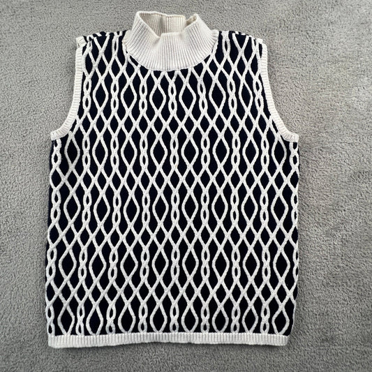 Liz Claiborne Sweater Vest Womens PM Knit Mock Neck Preppy Old Money Coastal