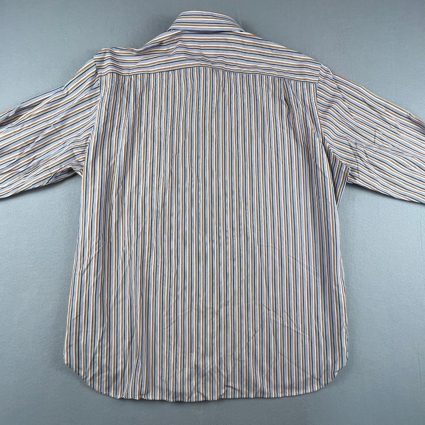 VTG J.Crew Button Down Shirt Mens L Color Stripe 100s 2 Ply Hong Kong Business