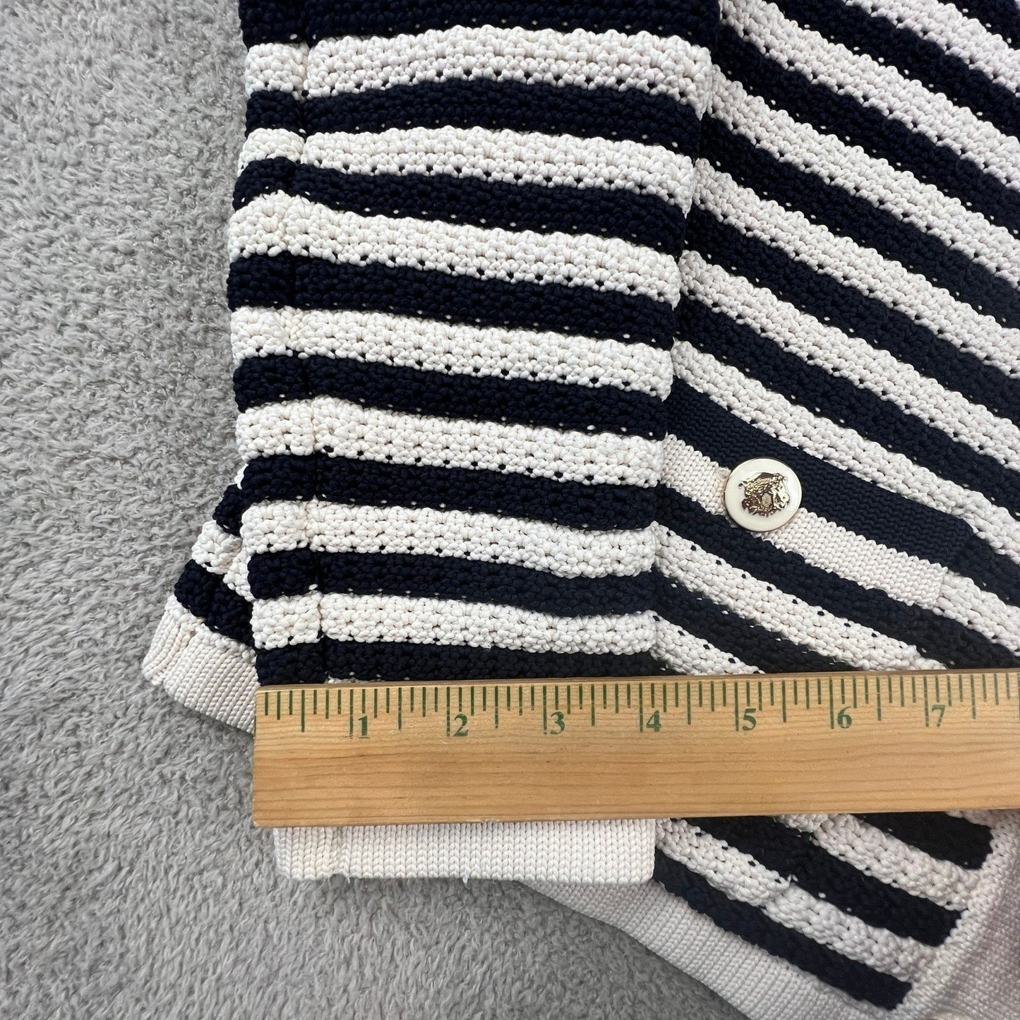 Sailor Chic Nautical Chunky Knit Striped V-Neck Sweater Talbot's Women's Medium