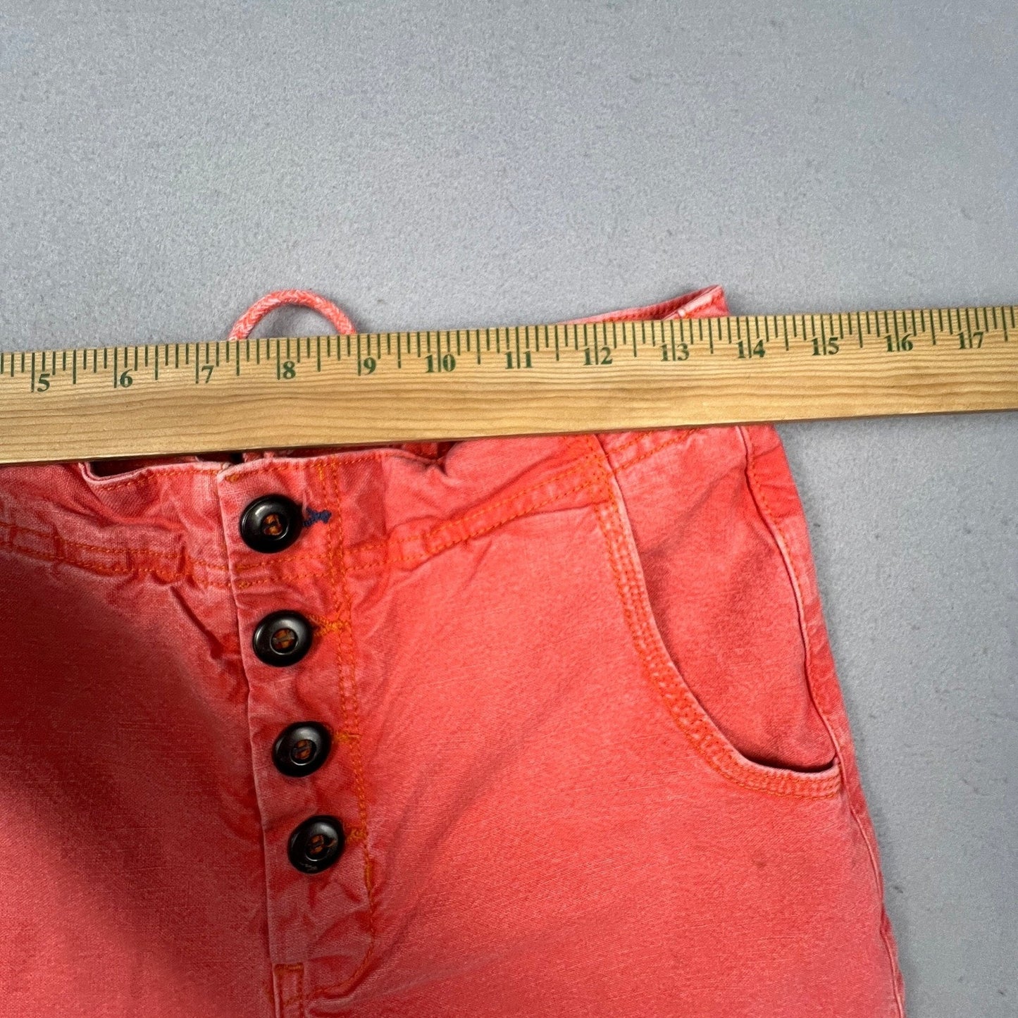 Pilcro Pants Women 27 Coral Wide Leg Button Fly Lace Up Back Boho Anthropologie