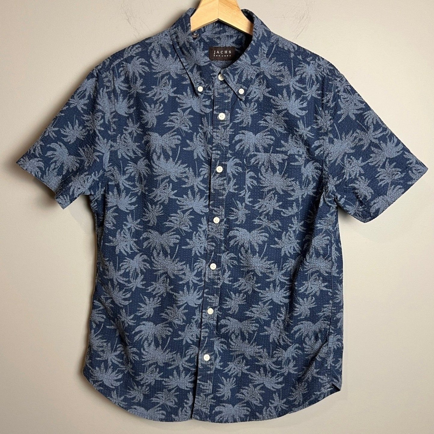 100% Cotton Summer Shirt Jachs NY Short Sleeve Mens Medium Button Down Casual