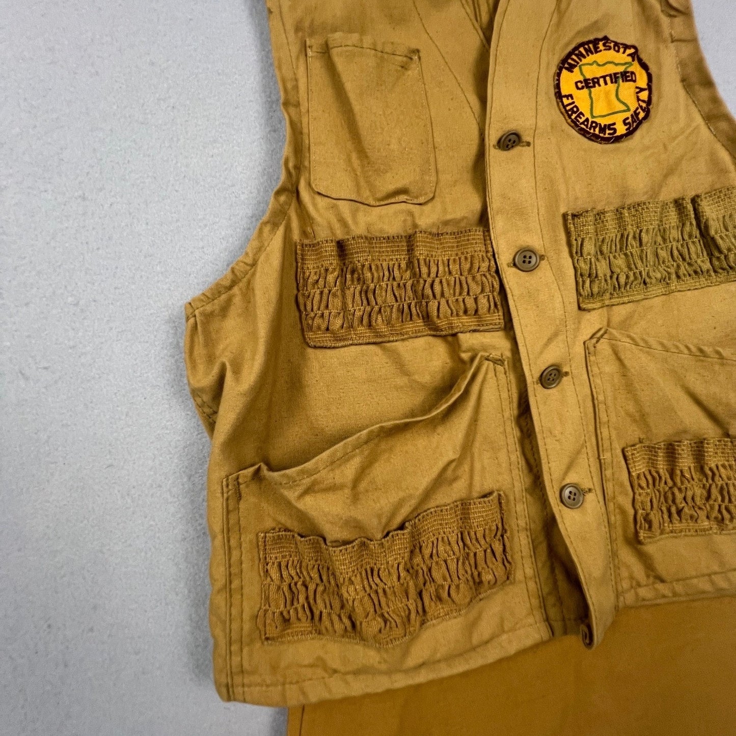 Trailblazer Winchester Hunting Vest Mens L Tan Canvas Minnesota Safety Vintage