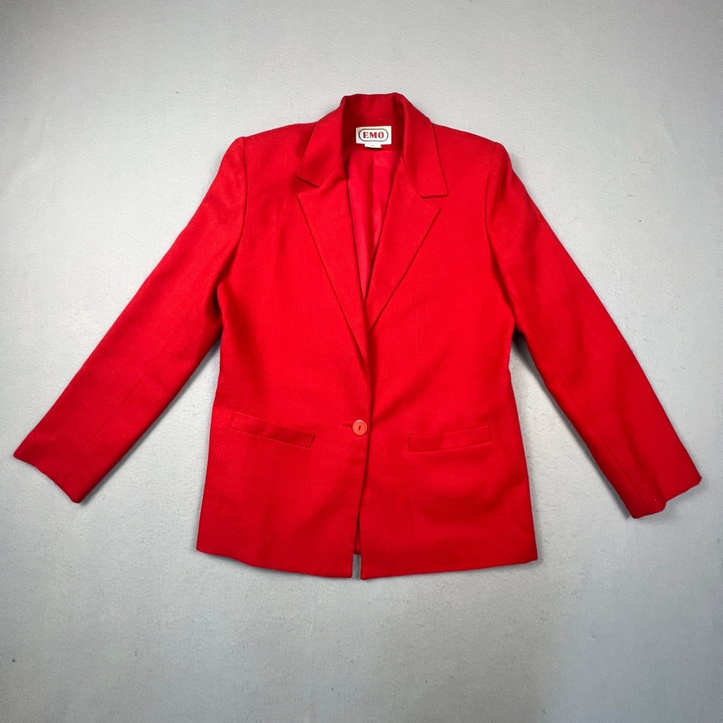 VTG EMO Blazer Jacket Womens 6 Red Single Button Career Chic Minimalist
