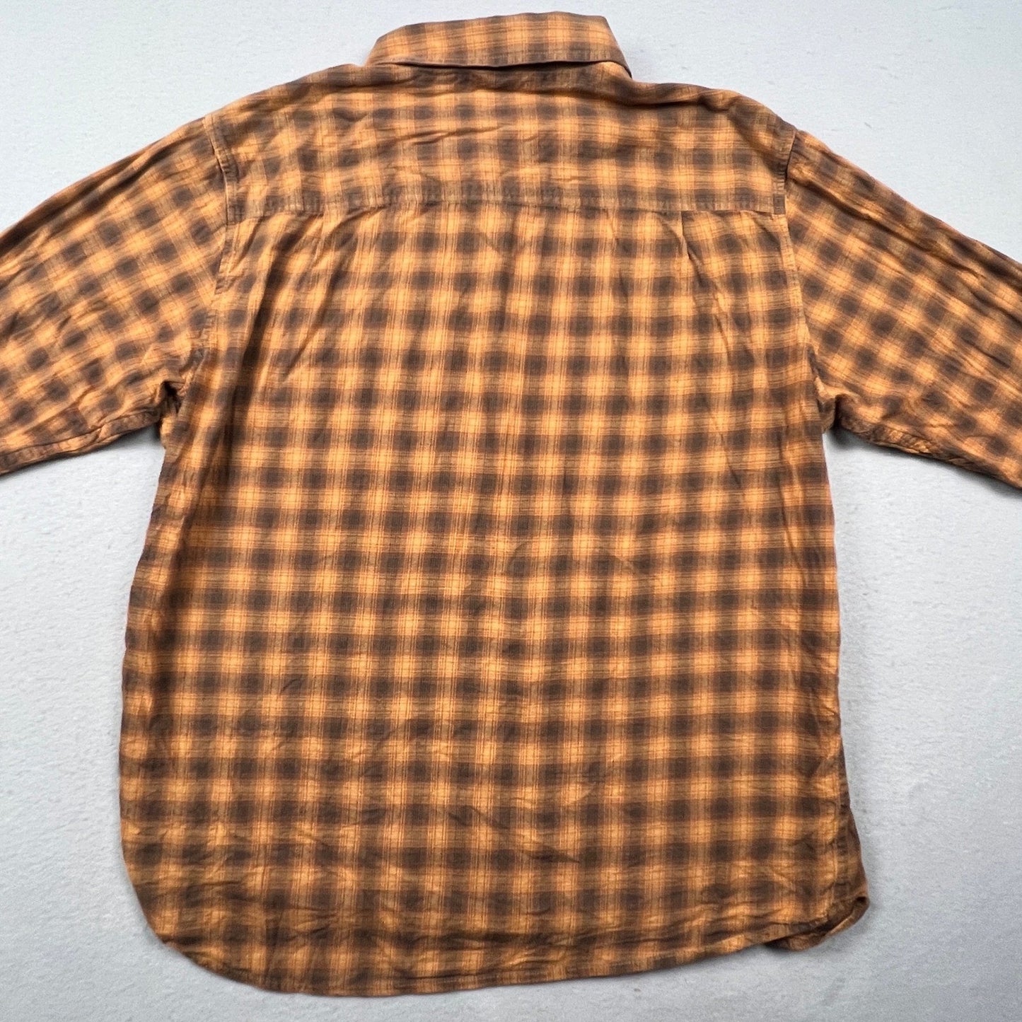 REI Co-op Flannel Shirt Mens Large Orange Brown Plaid Cotton Hiking Outdoor F20