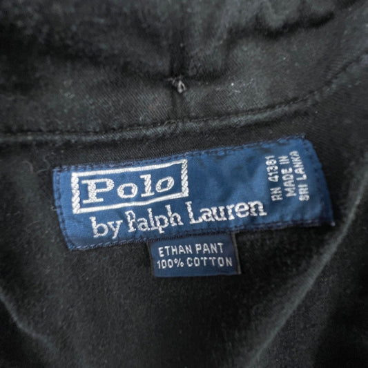 VTG Polo Ralph Lauren Ethan Pant Mens 36/32 Black Corduroy Pleated Trousers