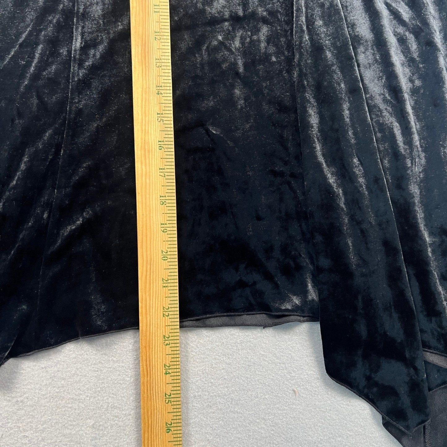 VTG Express Velvet Skirt Women M Black Handkerchief Hem Side Knot Holiday Goth