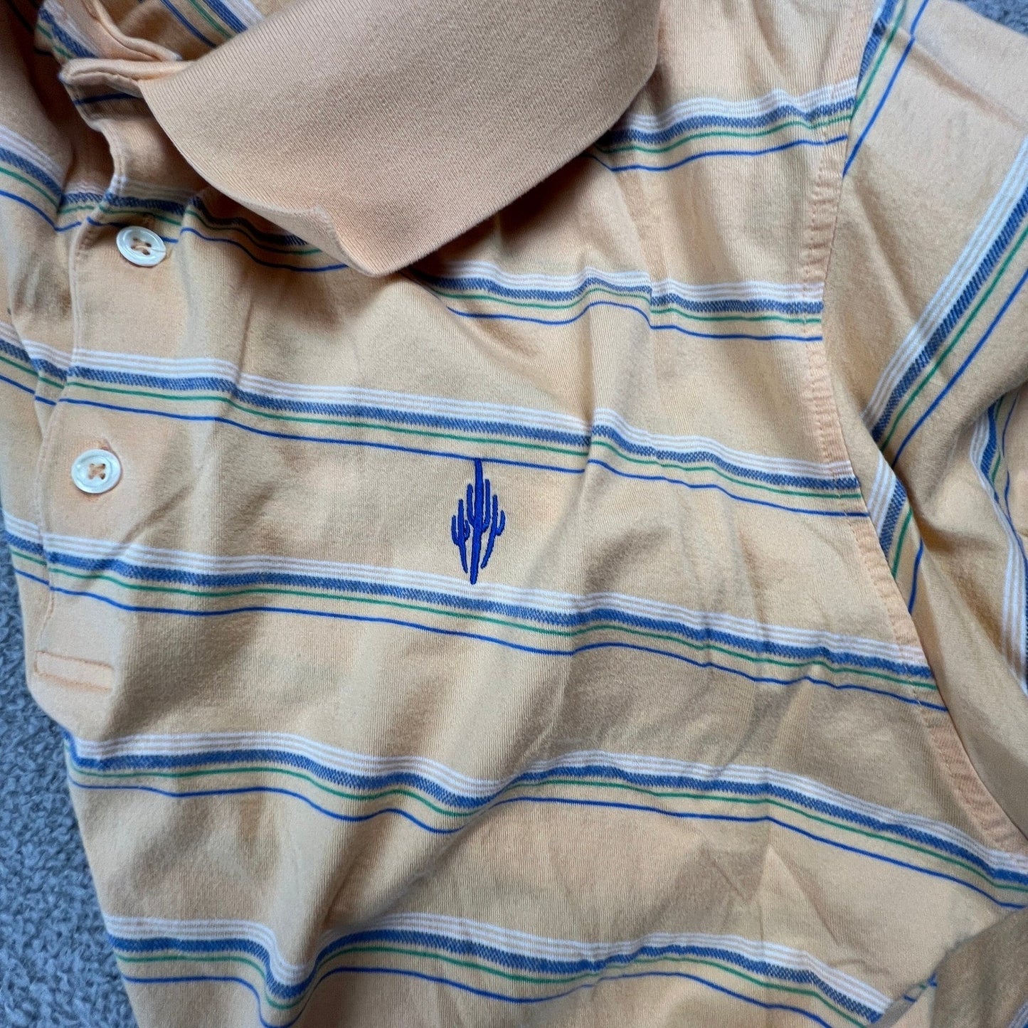 Martin Timeless As The Game Polo Shirt Mens XL Pima Cotton Striped Orange Cactus
