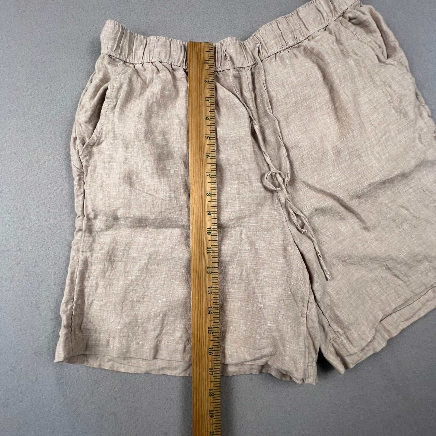 Tahari Shorts Womens M 100% Linen Elastic Waist Drawstring Casual Summer Boho