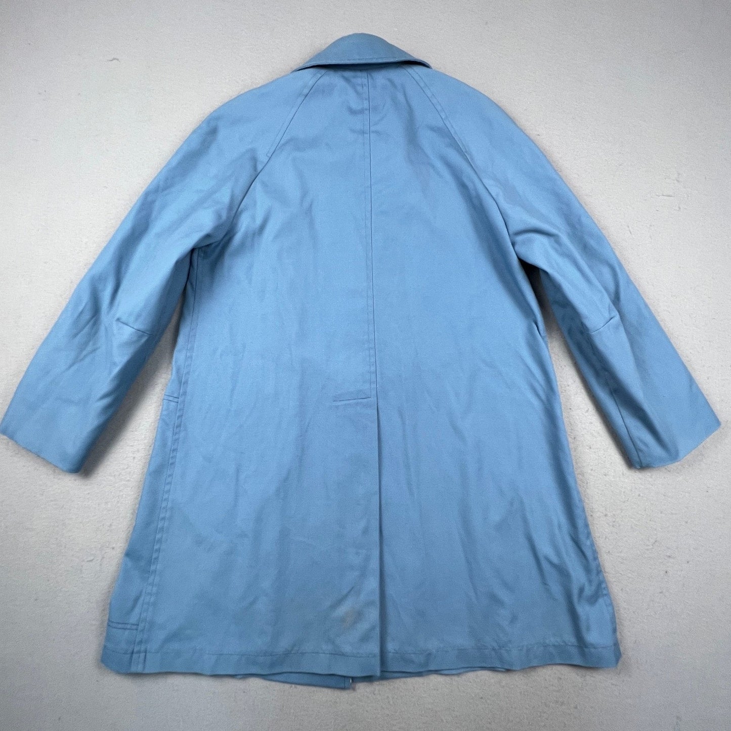 London Fog Maincoat Rain Jacket Womens 14 Regular Blue Vintage Western Yoke Coat