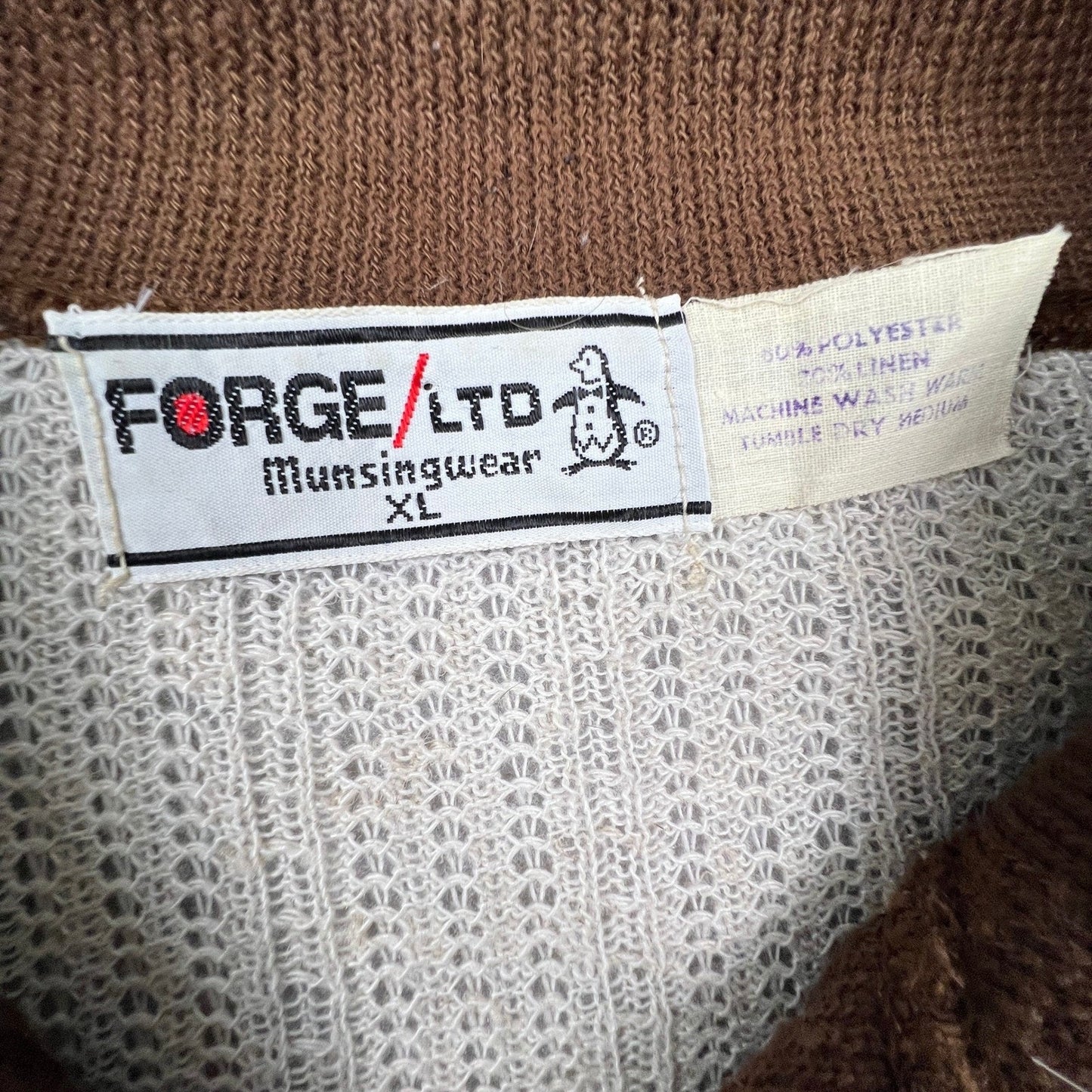 Forge Ltd Munsingwear Knit Polo Mens XL Paper Thin Linen Blend Vintage Retro