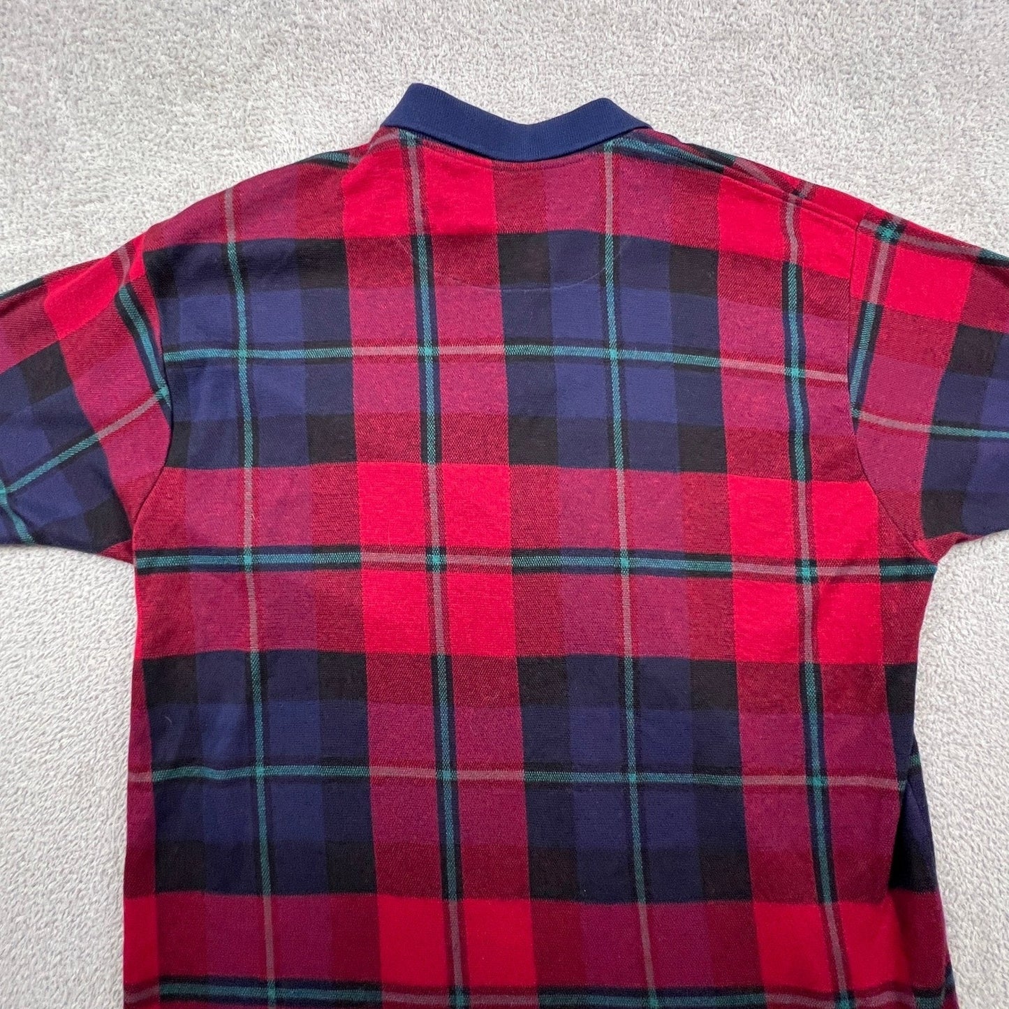 VTG Plaid Polo Shirt Mens XL Sporty Cotton Golf USA New River Co Preppy College
