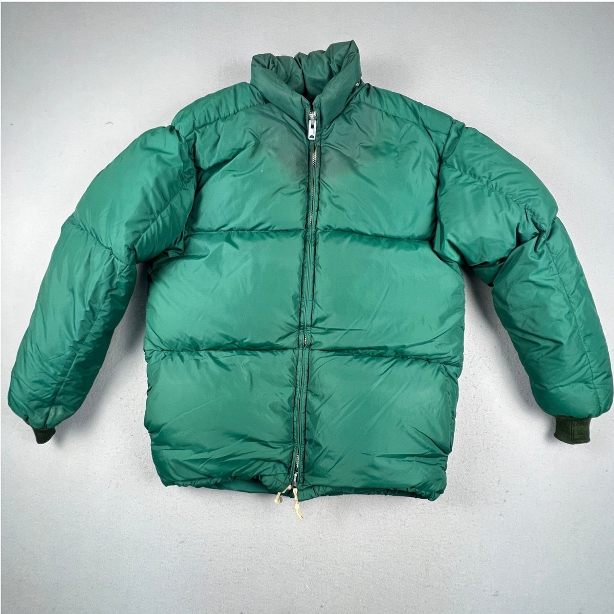 Comfy Goose Down Puffer Jacket Mens XL Green Vintage Seattle Quilt Mfg Hooded
