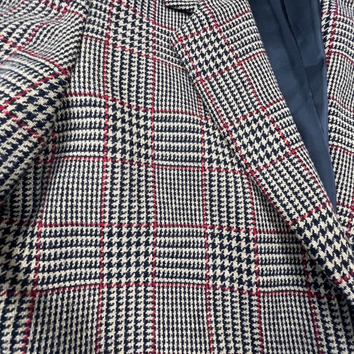 VTG 90s Preppy Dark Academia Blazer Women 14P Glen Plaid Wool Blend Business