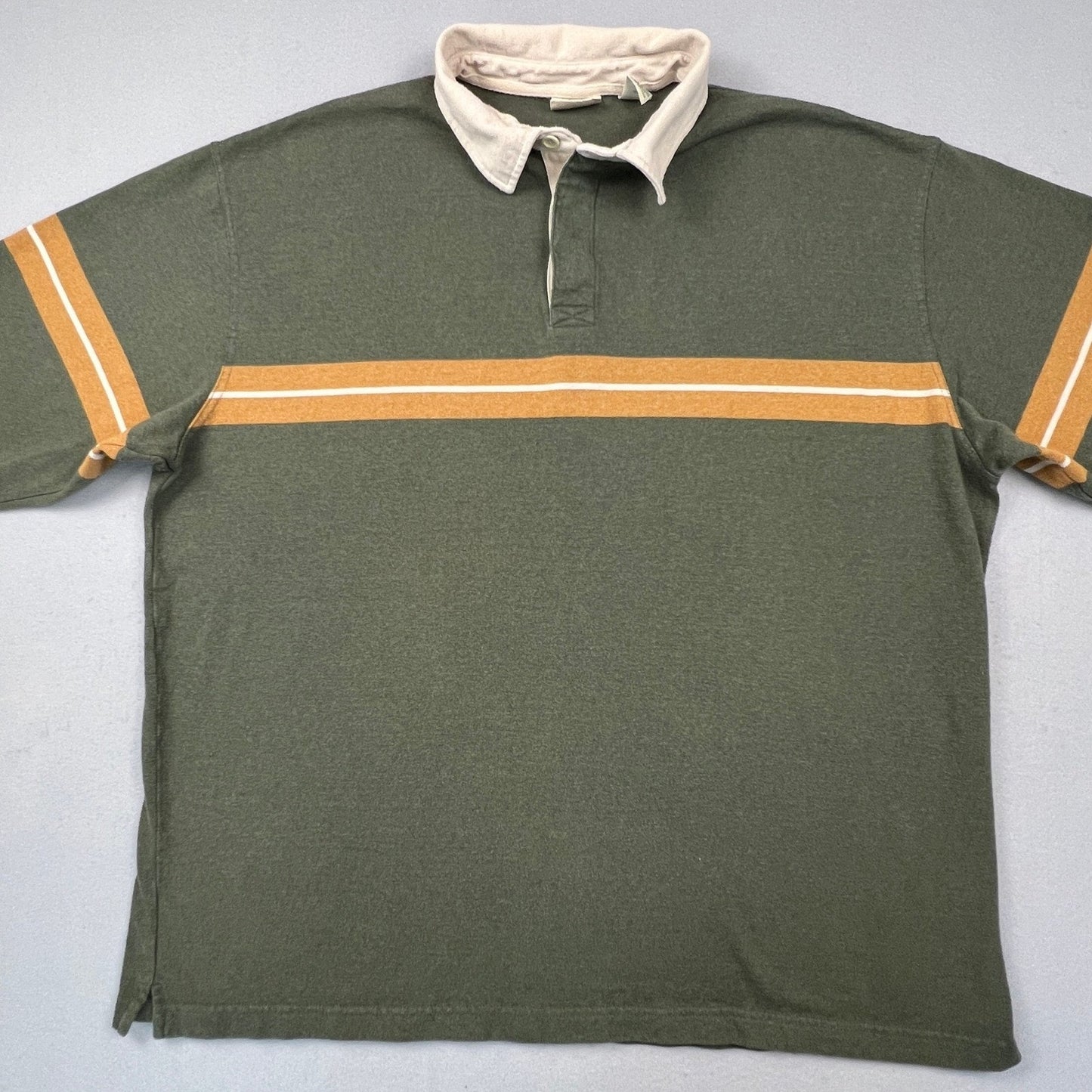 VTG St Johns Bay Rugby Shirt Mens 2XLT Long Sleeve Striped Cotton Blend Casual