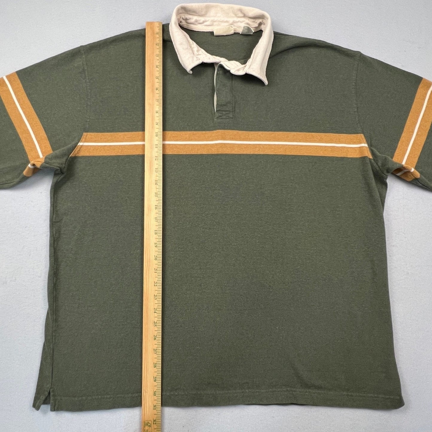 VTG St Johns Bay Rugby Shirt Mens 2XLT Long Sleeve Striped Cotton Blend Casual