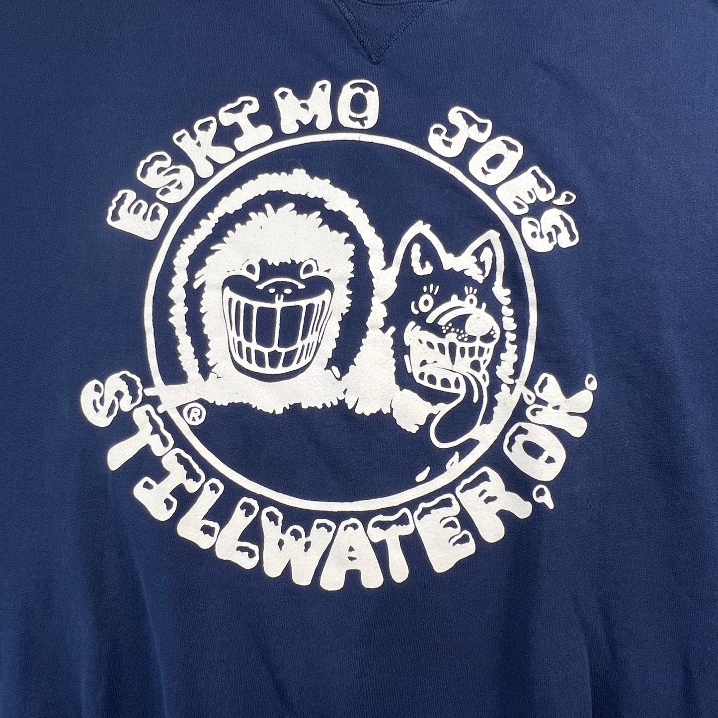 Vintage 90s Russell Athletic Eskimo Joes Sweatshirt Mens 4X Navy Stillwater USA