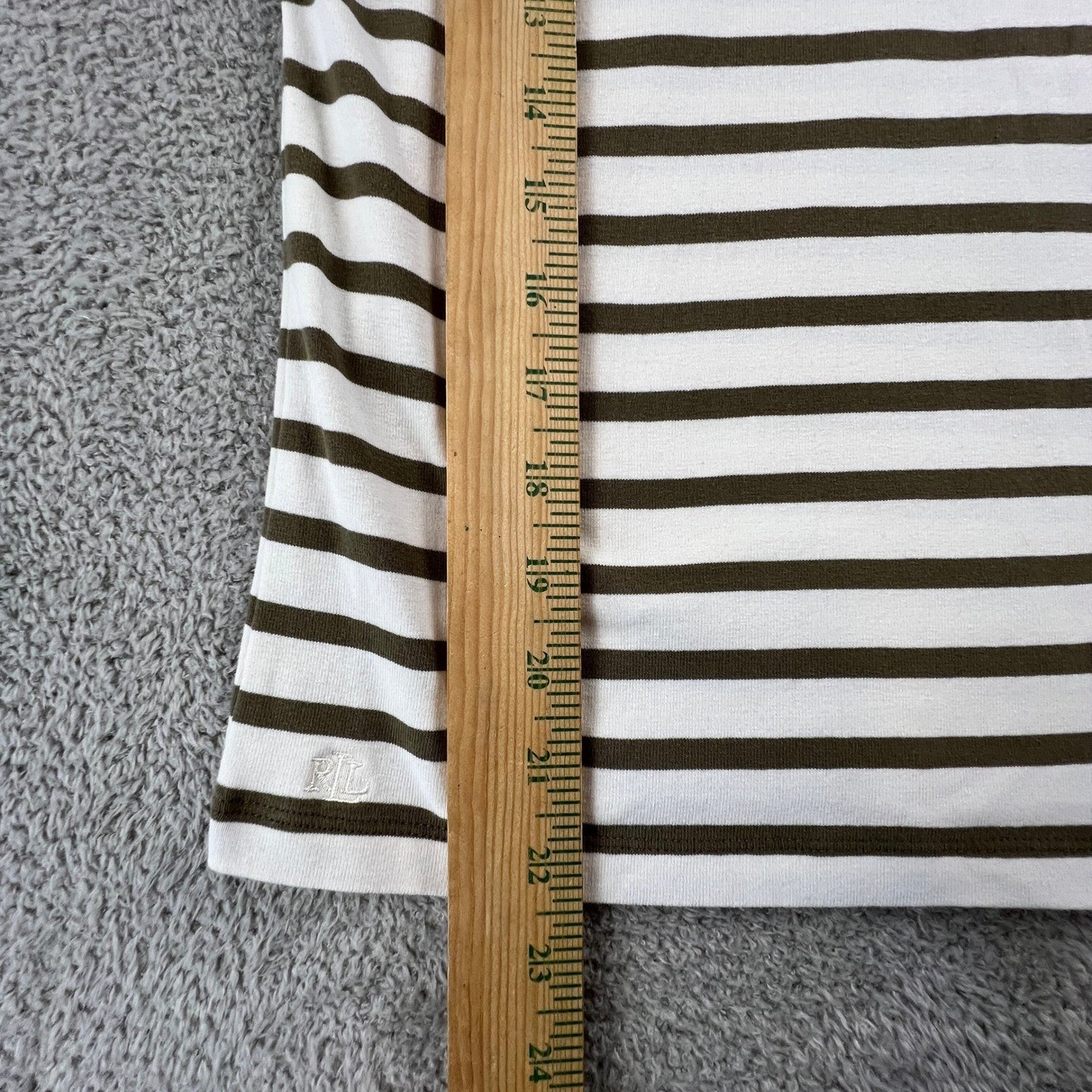 Lauren Ralph Lauren Womens Small Striped Top Cream Brown Preppy Coastal Chic