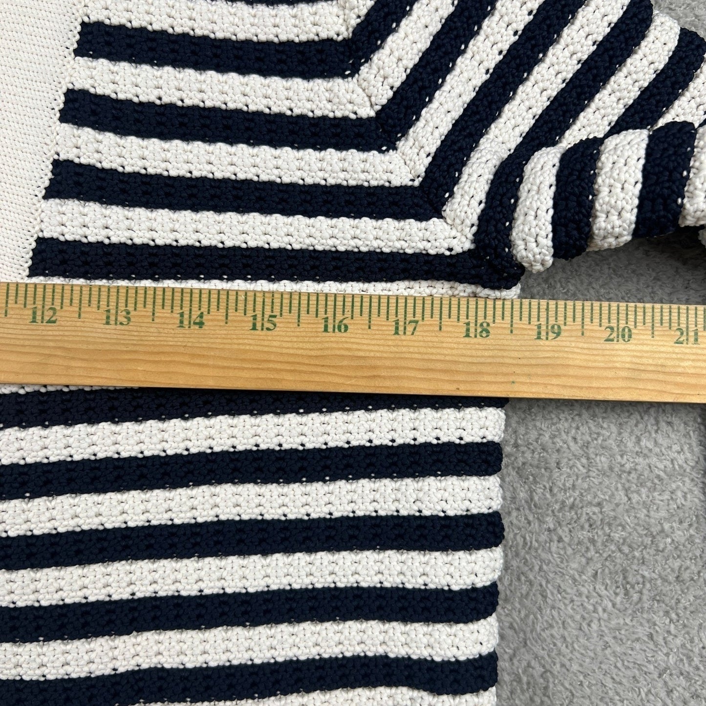 Sailor Chic Nautical Chunky Knit Striped V-Neck Sweater Talbot's Women's Medium