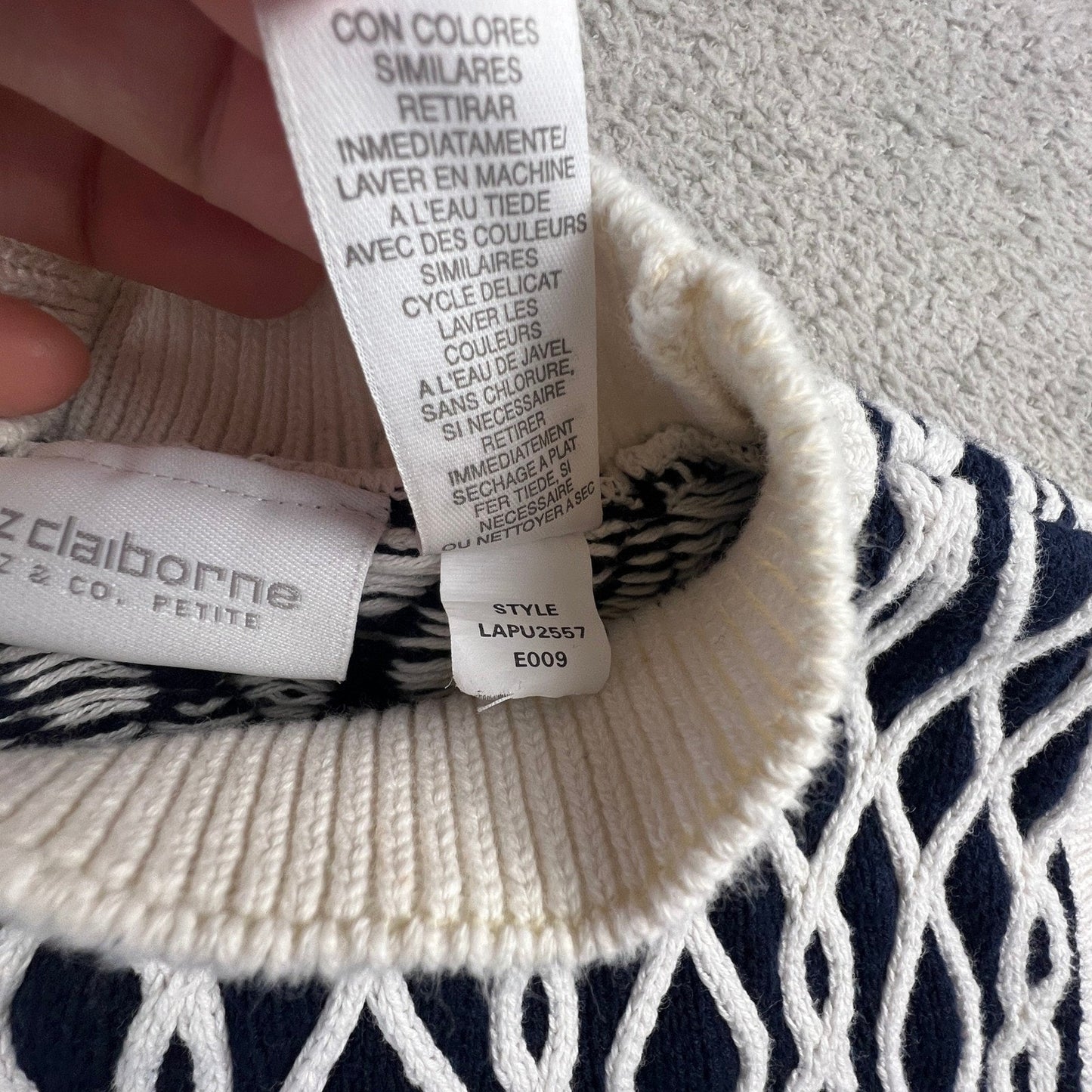 Liz Claiborne Sweater Vest Womens PM Knit Mock Neck Preppy Old Money Coastal