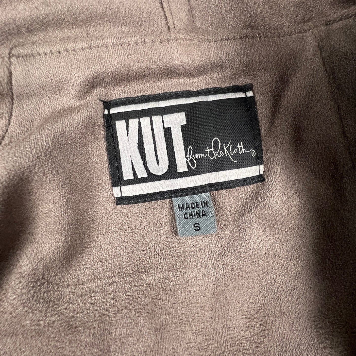 Kut from the Kloth Faux Suede Jacket Womens Small Brown Front Moto Boho