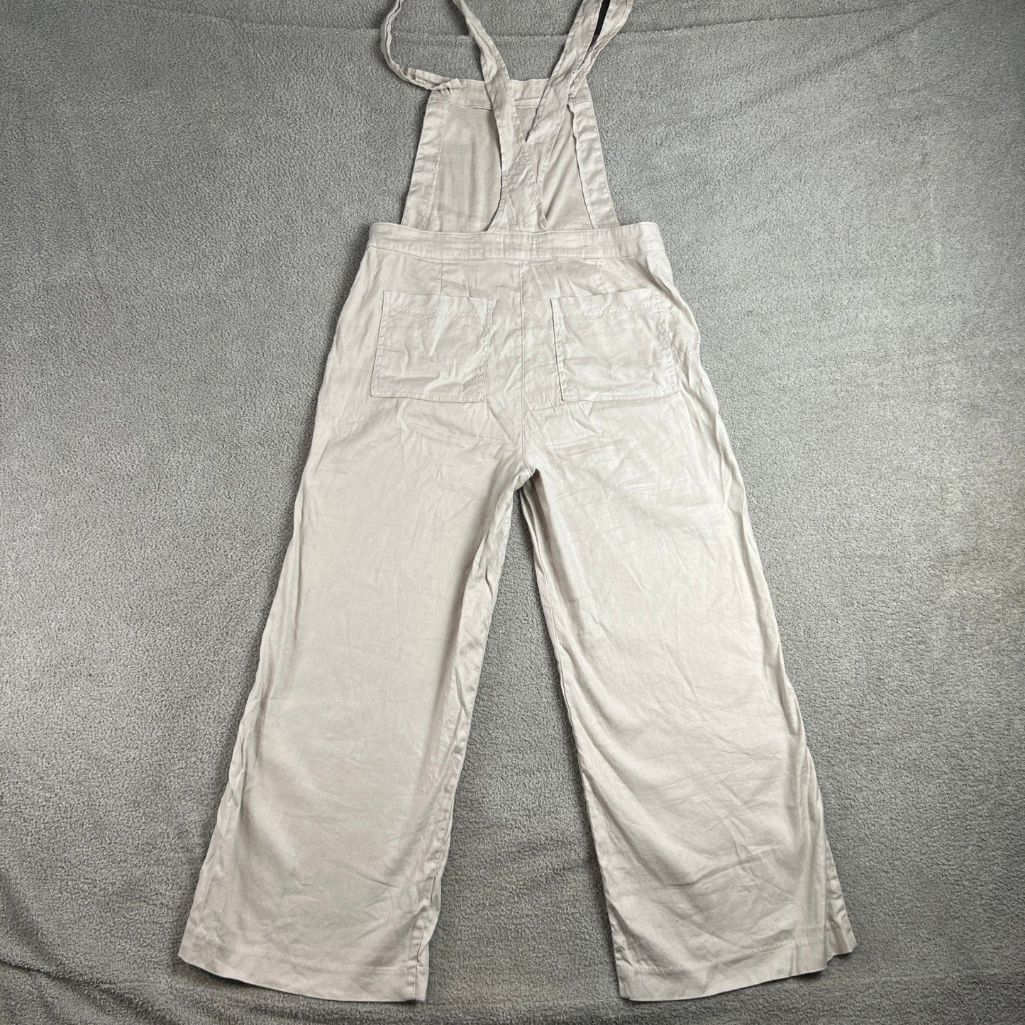 Evereve Overalls Women's Size 28 Linen Blend Wide Leg Cropped Comfy Casual Y2K