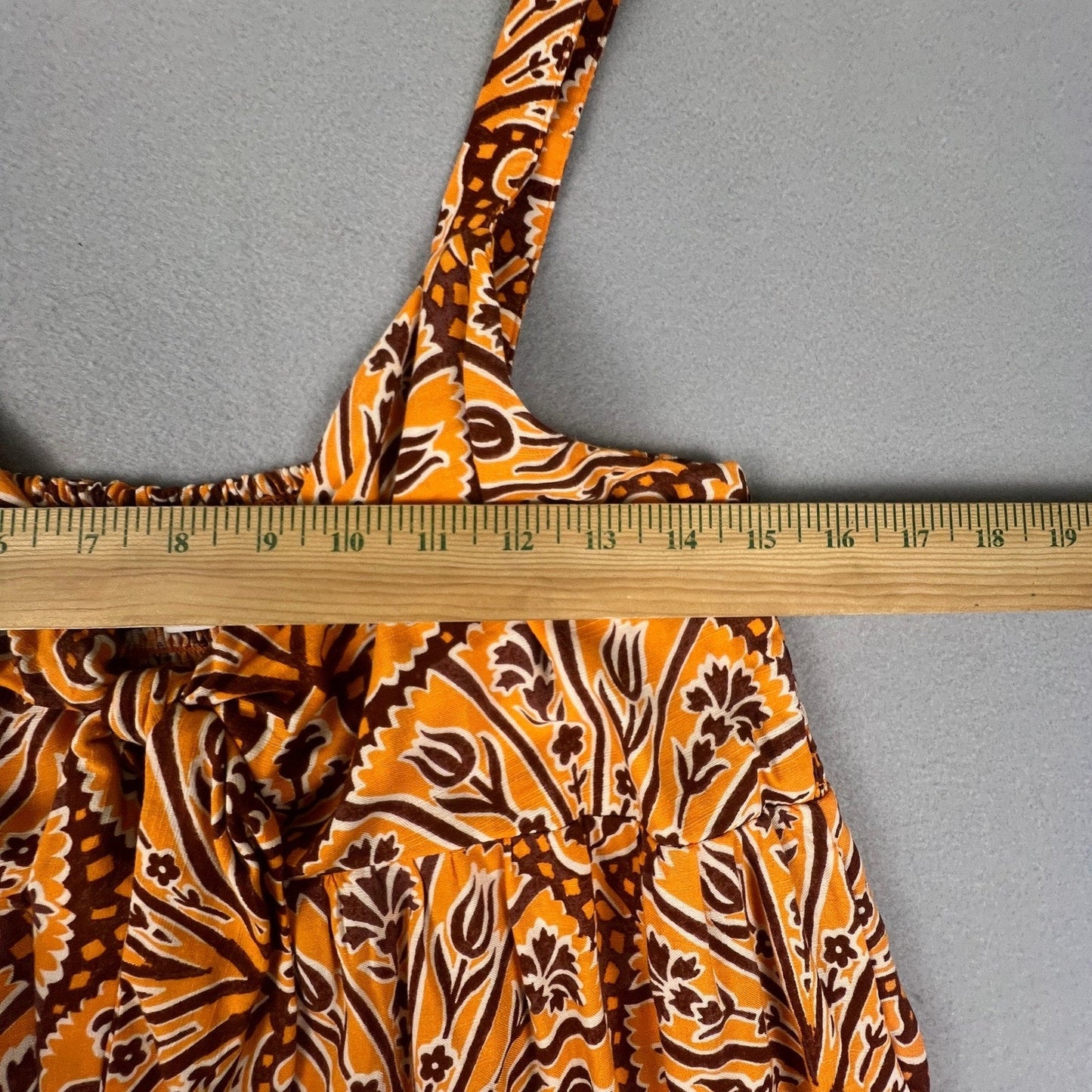 Boho Peasant Summer Midi Dress Womens Medium Orange Paisley Tie Front Knox Rose