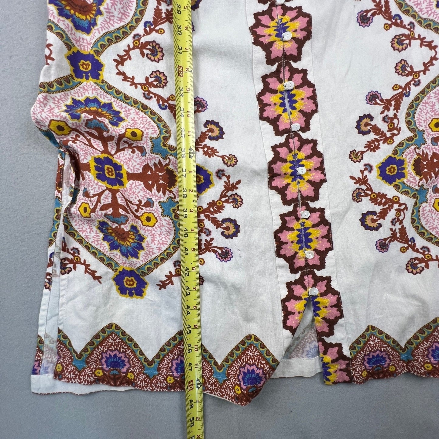 Cleobella Maxi Dress Womens Small White Floral Paisley Cotton Linen Boho Belted