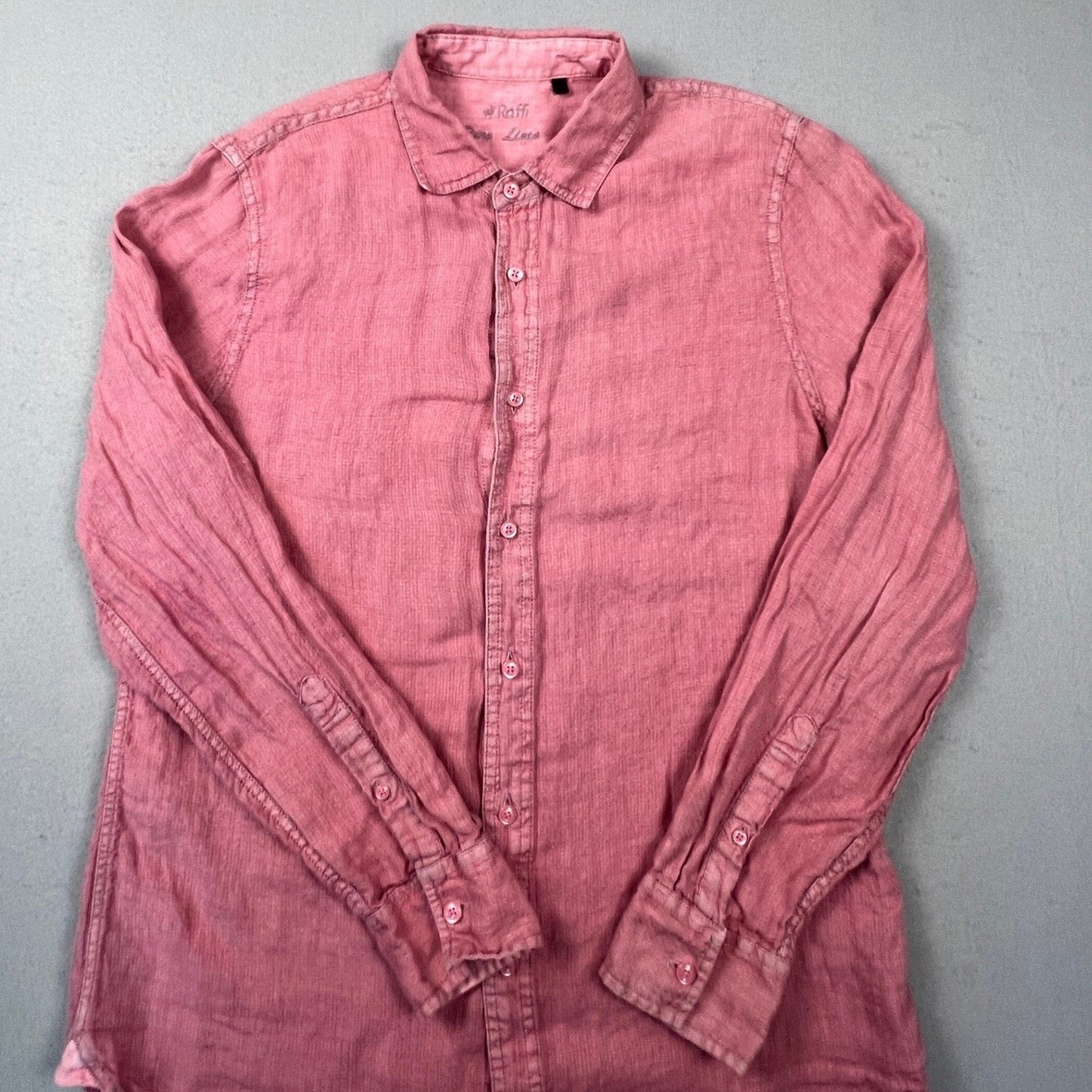 Raffi Button Down Shirt Womens Small Pink 100% Pure Linen Casual Summer