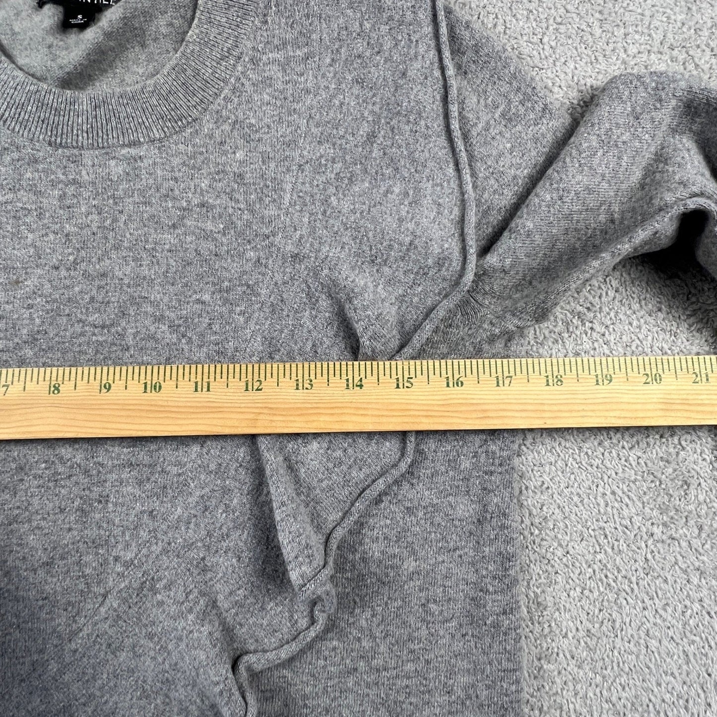 J.Crew Mercantile Women's Crew Neck Sweater Small Gray Ruffle Front Wool Blend