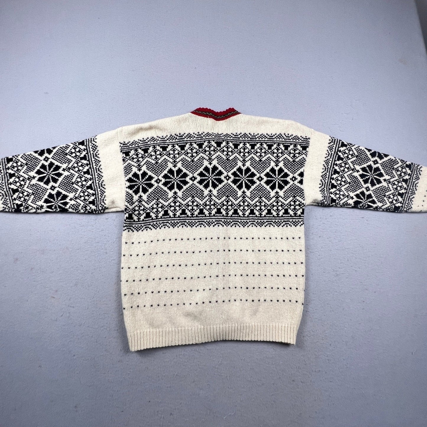 Vintage Eddie Bauer Cardigan Sweater Womens L Nordic Wool Blend Winter Snowflake