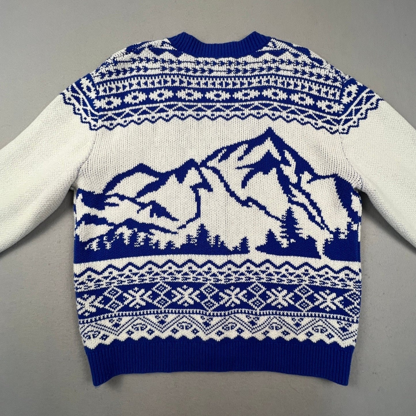 Original Use Cardigan Sweater Womens Medium Blue White Mountain Fair Isle Knit