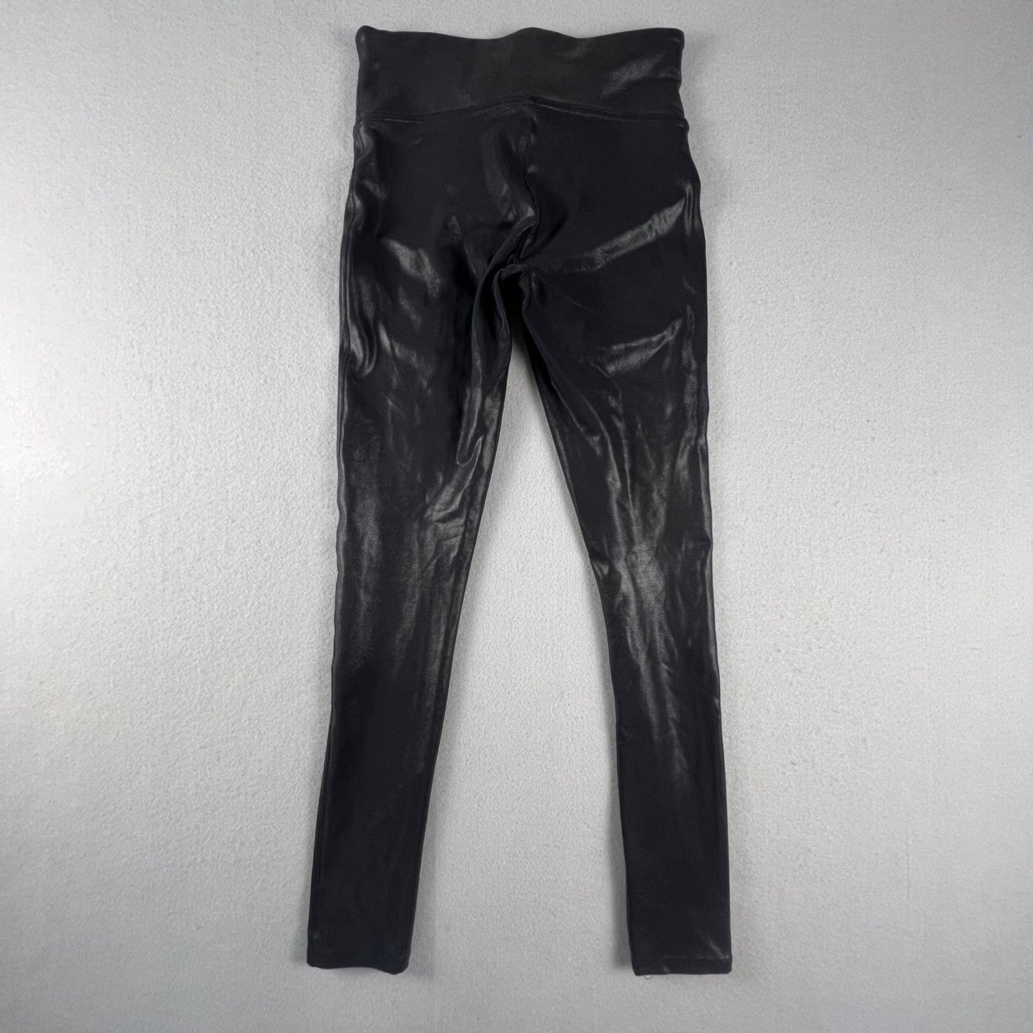 Spanx Faux Leather Leggings Womens Small Petite Black High Waist Edgy Chic